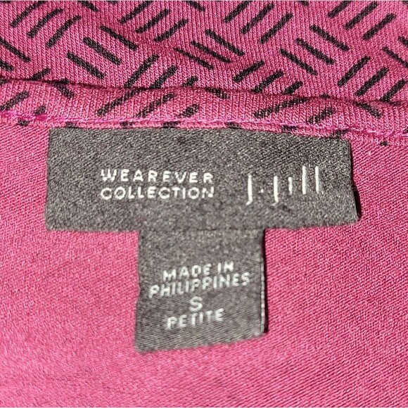 J.JILL Top/Tunic, SP Petite, Maroon, Crosshatch pattern, Mid-sleeve, - Picture 10 of 12